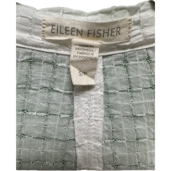 Eileen Fisher White Textured Grid Split Neck Tunic Top Size Small - Picture 4 of 5